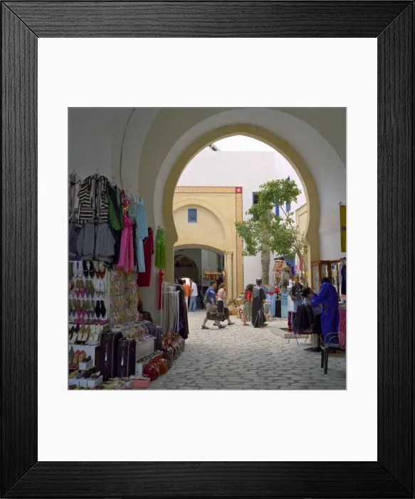 Framed Print : Souvenir stalls inside shopping and restaurant complex, the Medina, Yasmine Hammamet Framed Print : Souvenir stalls inside shopping and restaurant complex, the Medina, Yasmine Hammamet