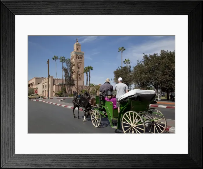 Framed Print : Koutoubia Mosque Minaret and horse-drawn carriage, Marrakesh, Morocco, North Africa, Africa Framed Print : Koutoubia Mosque Minaret and horse-drawn carriage, Marrakesh, Morocco, North Africa, Africa