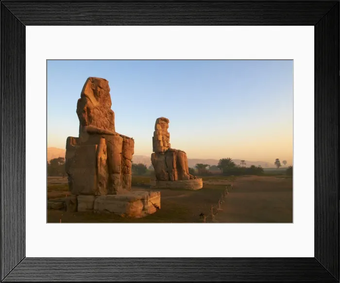 Framed Print : Colossi of Memnon, carved to represent the 18th dynasty pharaoh Amenhotep III, West Bank of the River Nile, Thebes, UNESCO World Heritage Site, Egypt, North Africa, Africa Framed Print : Colossi of Memnon, carved to represent the 18th dynasty pharaoh Amenhotep III, West Bank of the River Nile, Thebes, UNESCO World Heritage Site, Egypt, North Africa, Africa