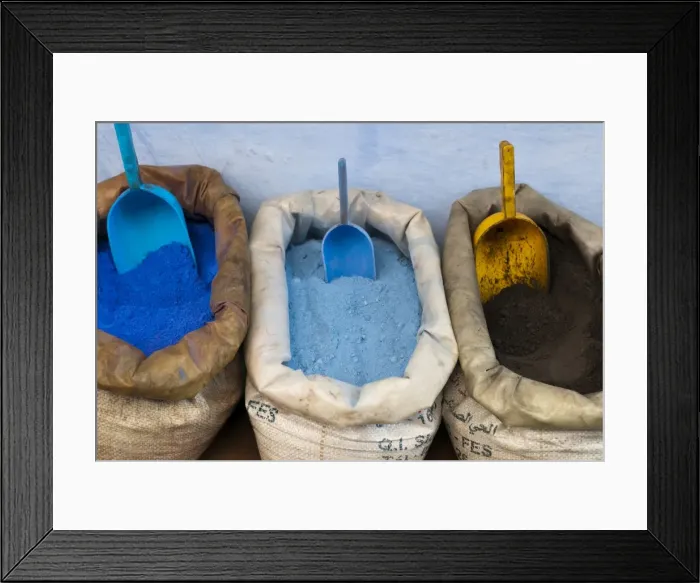Framed Print : Pigments and spices for sale in the kasbah, Chefchaouen, Tangeri-Tetouan Region, Rif Mountains, Morocco, North Africa, Africa Framed Print : Pigments and spices for sale in the kasbah, Chefchaouen, Tangeri-Tetouan Region, Rif Mountains, Morocco, North Africa, Africa