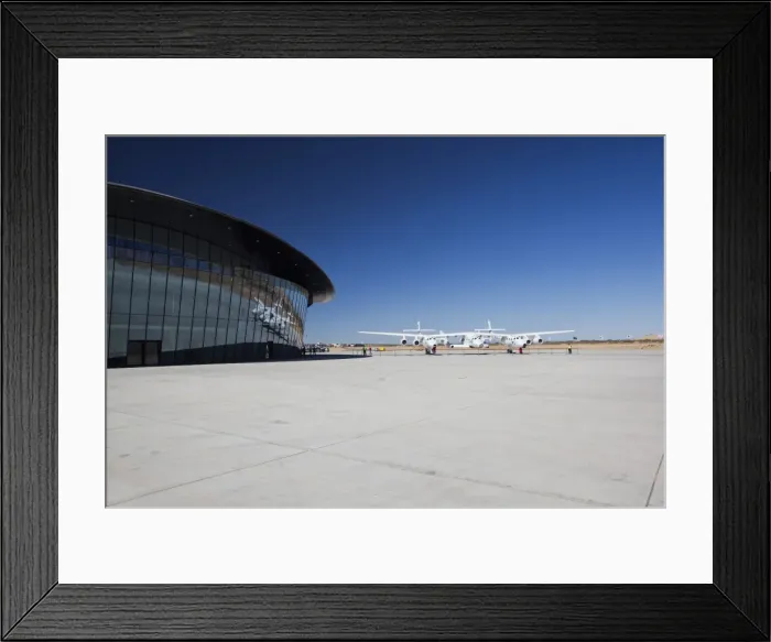 Framed Print : Virgin Galactics White Knight 2 with Spaceship 2 on the runway at the Virgin Galactic Gateway spaceport, Upham, New Mexico, United States of America, North America Framed Print : Virgin Galactics White Knight 2 with Spaceship 2 on the runway at the Virgin Galactic Gateway spaceport, Upham, New Mexico, United States of America, North America