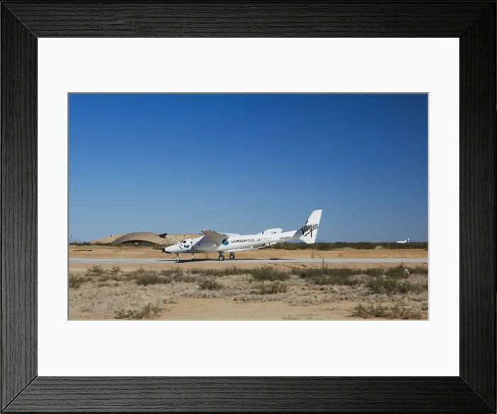 Framed Print : Virgin Galactics White Knight 2 with Spaceship 2 on the runway at the Virgin Galactic Gateway spaceport, Upham, New Mexico, United States of America, North America Framed Print : Virgin Galactics White Knight 2 with Spaceship 2 on the runway at the Virgin Galactic Gateway spaceport, Upham, New Mexico, United States of America, North America
