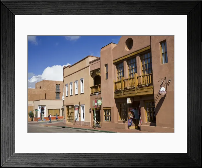 Framed Print : Water Street, Santa Fe, New Mexico, United States of America, North America Framed Print : Water Street, Santa Fe, New Mexico, United States of America, North America