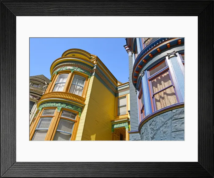 Framed Print : Colourfully painted Victorian houses in the Haight-Ashbury district of San Francisco, California, United States of America, North America