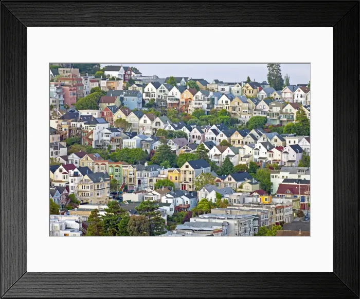 Framed Print : Typical Victorian houses in San Francisco, California, United States of America, North America Framed Print : Typical Victorian houses in San Francisco, California, United States of America, North America