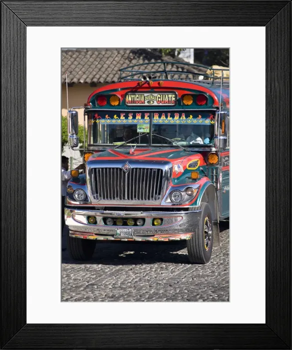 Framed Print : Chicken Bus, Antigua, Guatemala, Central America Framed Print : Chicken Bus, Antigua, Guatemala, Central America
