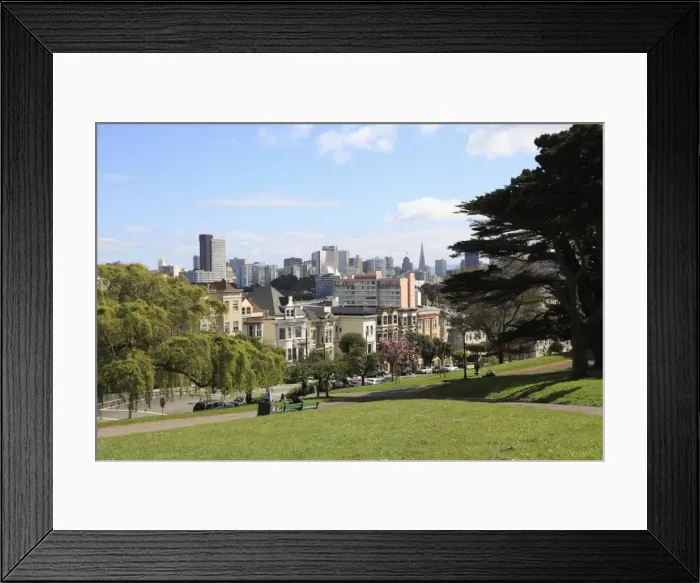 Framed Print : Skyline, Alamo Square, San Francisco, California, United States of America, North America Framed Print : Skyline, Alamo Square, San Francisco, California, United States of America, North America