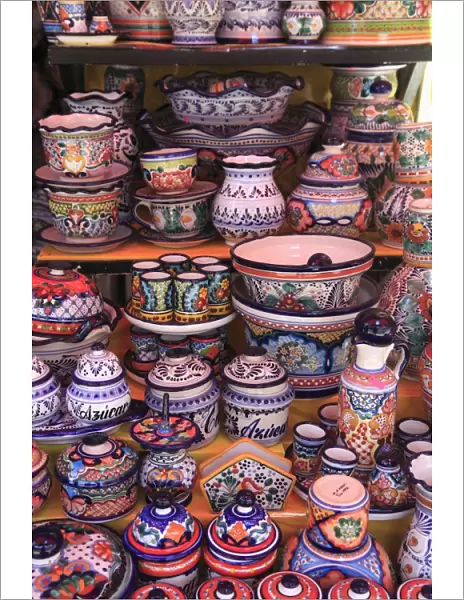 Talavera Pottery, El Parian Market, Puebla, Historic Center, Puebla State, Mexico, North America