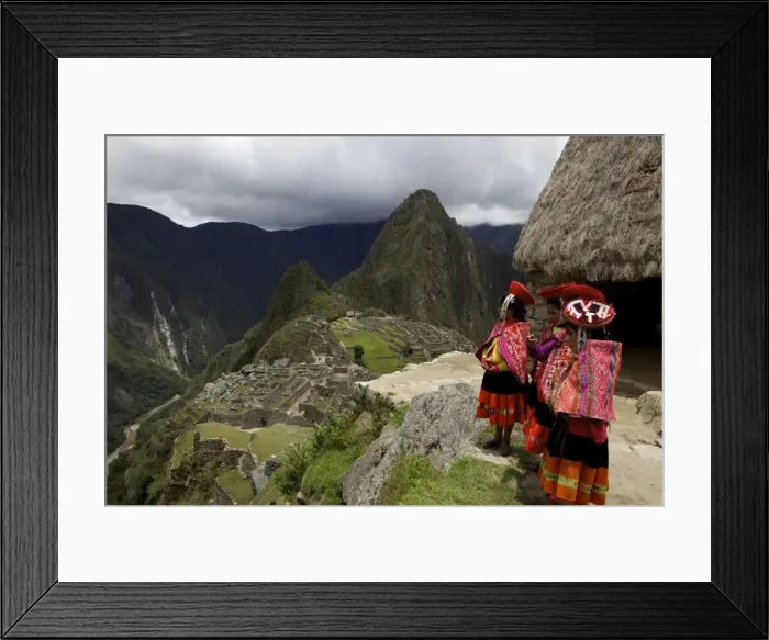 Framed Print : Traditionally dressed children looking over the ruins of the Inca city of Machu Picchu, UNESCO World Heritage Site, Vilcabamba Mountains, Peru, South America Framed Print : Traditionally dressed children looking over the ruins of the Inca city of Machu Picchu, UNESCO World Heritage Site, Vilcabamba Mountains, Peru, South America