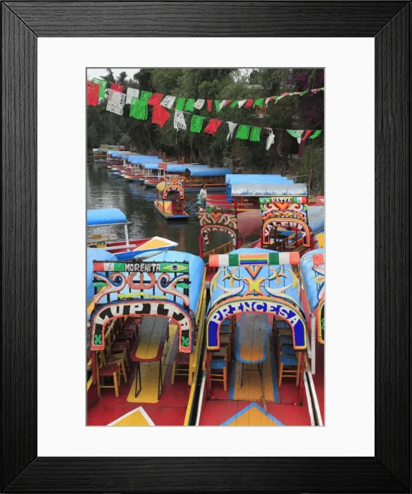 Framed Print : Brightly painted boats, Xochimilco, Trajinera, Floating Gardens, Canals, UNESCO World Heritage Site, Mexico City, Mexico, North America Framed Print : Brightly painted boats, Xochimilco, Trajinera, Floating Gardens, Canals, UNESCO World Heritage Site, Mexico City, Mexico, North America
