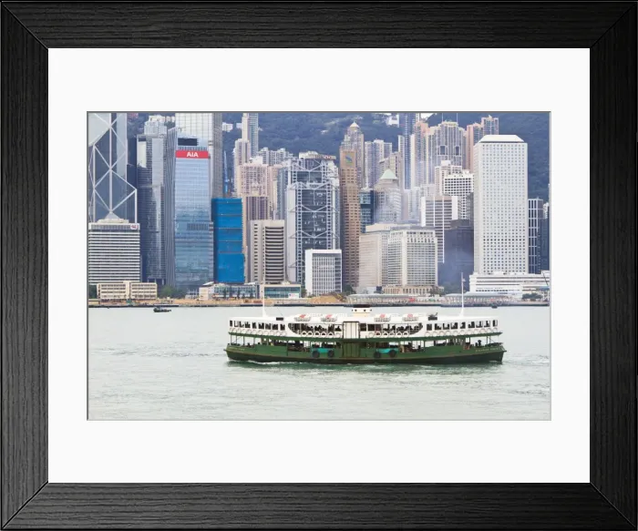 Framed Print : Star ferry crosses Victoria Harbour with Hong Kong Island skyline behind, Hong Kong, China, Asia Framed Print : Star ferry crosses Victoria Harbour with Hong Kong Island skyline behind, Hong Kong, China, Asia