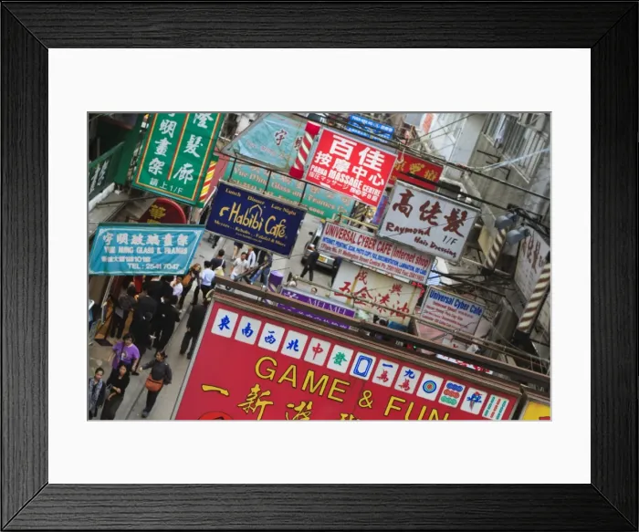 Framed Print : Shop and business signs, Hong Kong Island, Hong Kong, China, Asia Framed Print : Shop and business signs, Hong Kong Island, Hong Kong, China, Asia