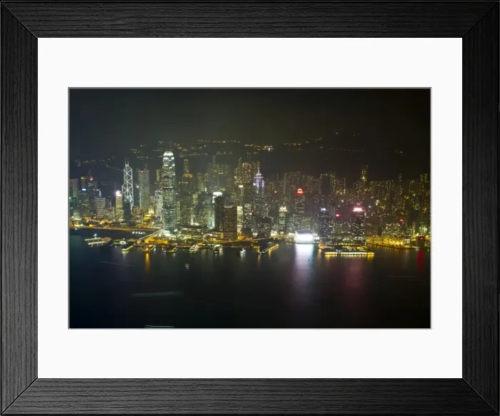 Framed Print : High view of the Hong Kong Island skyline and Victoria Harbour at night, Hong Kong, China, Asia Framed Print : High view of the Hong Kong Island skyline and Victoria Harbour at night, Hong Kong, China, Asia