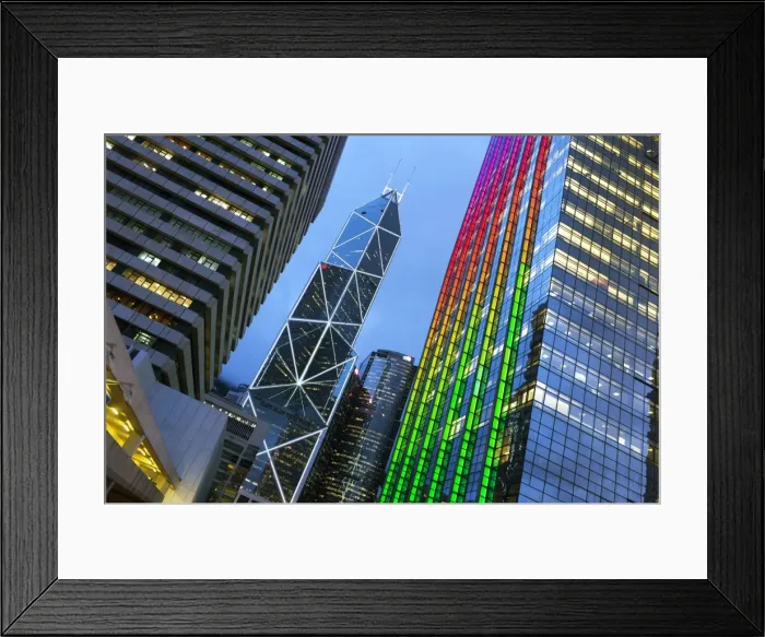 Framed Print : Bank of China building and Hong Kong skyline at dusk, Central business and financial district, Hong Kong Island, Hong Kong, China, Asia Framed Print : Bank of China building and Hong Kong skyline at dusk, Central business and financial district, Hong Kong Island, Hong Kong, China, Asia