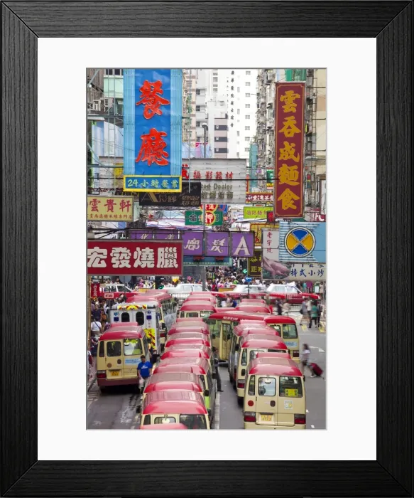 Framed Print : Street scene and Mini bus station, Mong Kok, Kowloon, Hong Kong, China, Asia Framed Print : Street scene and Mini bus station, Mong Kok, Kowloon, Hong Kong, China, Asia