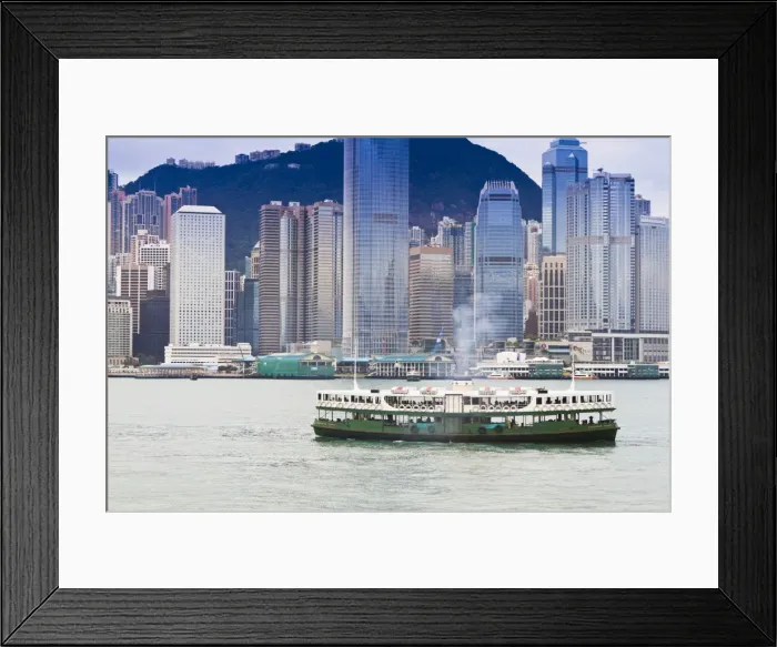 Framed Print : Star ferry crosses Victoria Harbour with Hong Kong Island skyline behind, Hong Kong, China, Asia Framed Print : Star ferry crosses Victoria Harbour with Hong Kong Island skyline behind, Hong Kong, China, Asia