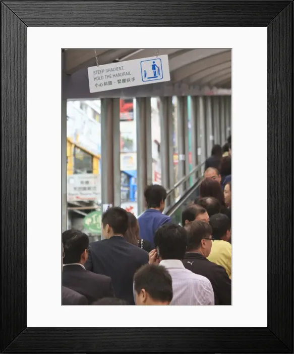 Framed Print : Mid-Levels Escalator, used by thousands of workers every day to get to and from the higher levels to the office buildings of Central, Hong Kong Island, Hong Kong, China, Asia Framed Print : Mid-Levels Escalator, used by thousands of workers every day to get to and from the higher levels to the office buildings of Central, Hong Kong Island, Hong Kong, China, Asia