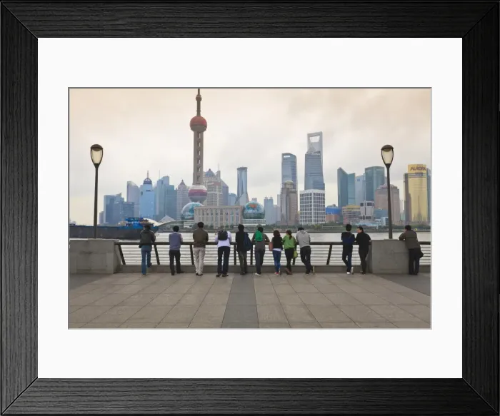 Framed Print : People viewing the Pudong skyline and the Oriental Pearl Tower from the Bund, Shanghai, China, Asia Framed Print : People viewing the Pudong skyline and the Oriental Pearl Tower from the Bund, Shanghai, China, Asia