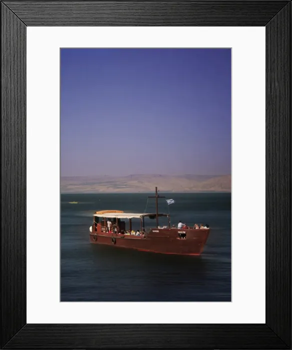 Framed Print : Tourist boat on Lake Tiberias, the Sea of Galilee, North Israel, Israel, Middle East Framed Print : Tourist boat on Lake Tiberias, the Sea of Galilee, North Israel, Israel, Middle East