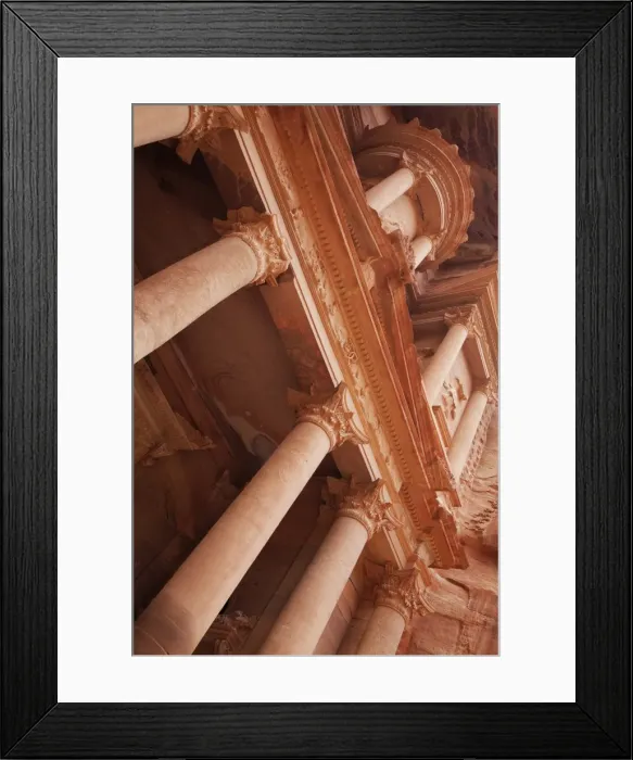 Framed Print : Looking up at the facade of the Treasury (Al Khazneh) carved into the red rock, Petra, UNESCO World Heritage Site, Jordan, Middle East Framed Print : Looking up at the facade of the Treasury (Al Khazneh) carved into the red rock, Petra, UNESCO World Heritage Site, Jordan, Middle East