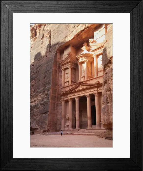 Framed Print : Tourist looking up at the facade of the Treasury (Al Khazneh) carved into the red rock at Petra, UNESCO World Heritage Site, Jordan, Middle East Framed Print : Tourist looking up at the facade of the Treasury (Al Khazneh) carved into the red rock at Petra, UNESCO World Heritage Site, Jordan, Middle East