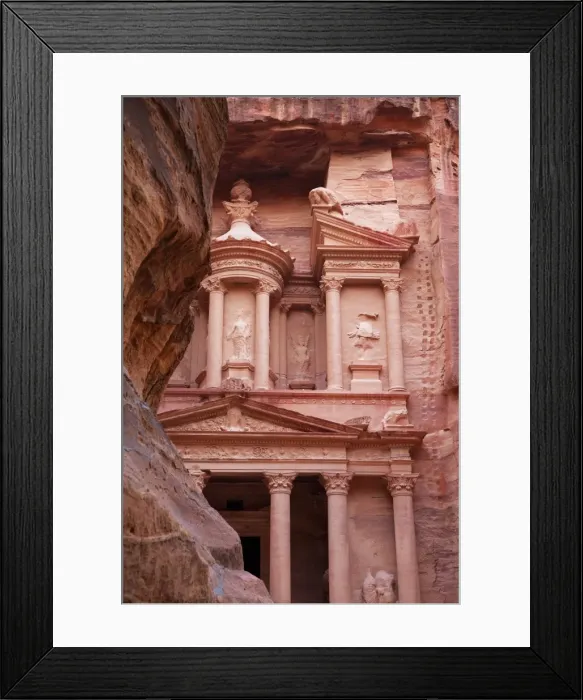 Framed Print : The facade of the Treasury (Al Khazneh) carved into the red rock with the Siq in the foreground, Petra, UNESCO World Heritage Site, Jordan, Middle East Framed Print : The facade of the Treasury (Al Khazneh) carved into the red rock with the Siq in the foreground, Petra, UNESCO World Heritage Site, Jordan, Middle East