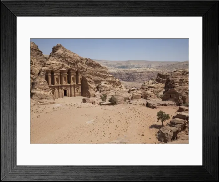 Framed Print : The facade of the Monastery carved into the red rock at Petra, UNESCO World Heritage Site, Jordan, Middle East