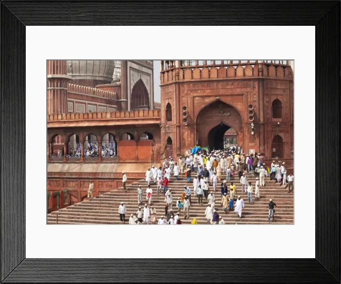 Framed Print : People leaving the Jama Masjid (Friday Mosque) after the Friday Prayers, Old Delhi, Delhi, India, Asia Framed Print : People leaving the Jama Masjid (Friday Mosque) after the Friday Prayers, Old Delhi, Delhi, India, Asia