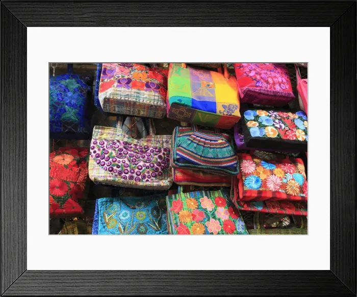 Framed Print : Handmade bags, Handicraft Market, Oaxaca City, Oaxaca, Mexico, North America Framed Print : Handmade bags, Handicraft Market, Oaxaca City, Oaxaca, Mexico, North America