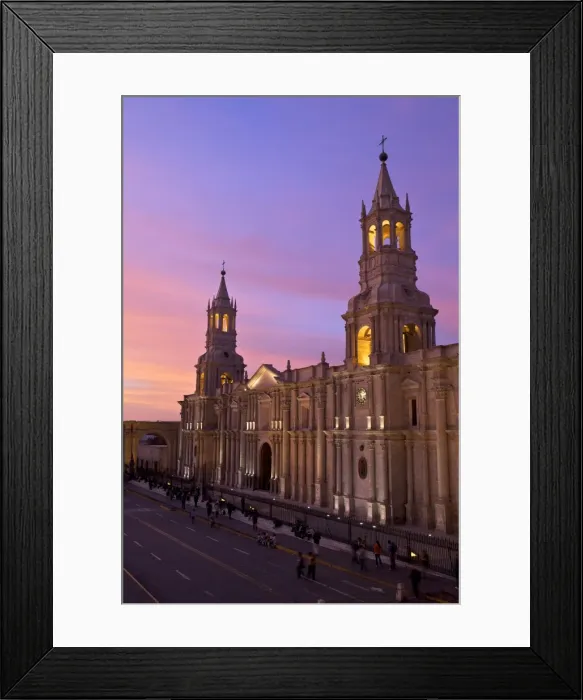 Framed Print : Arequipa Cathedral at sunset on Plaza de Armas, Arequipa, UNESCO World Heritage Site, Peru, South America Framed Print : Arequipa Cathedral at sunset on Plaza de Armas, Arequipa, UNESCO World Heritage Site, Peru, South America