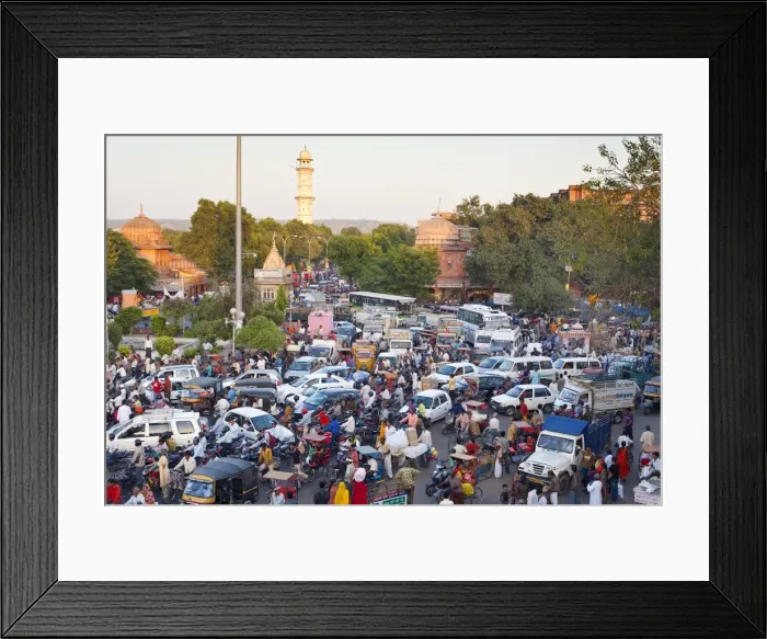 Framed Print : Traffic congestion and street life in the city of Jaipur, Rajasthan, India, Asia Framed Print : Traffic congestion and street life in the city of Jaipur, Rajasthan, India, Asia