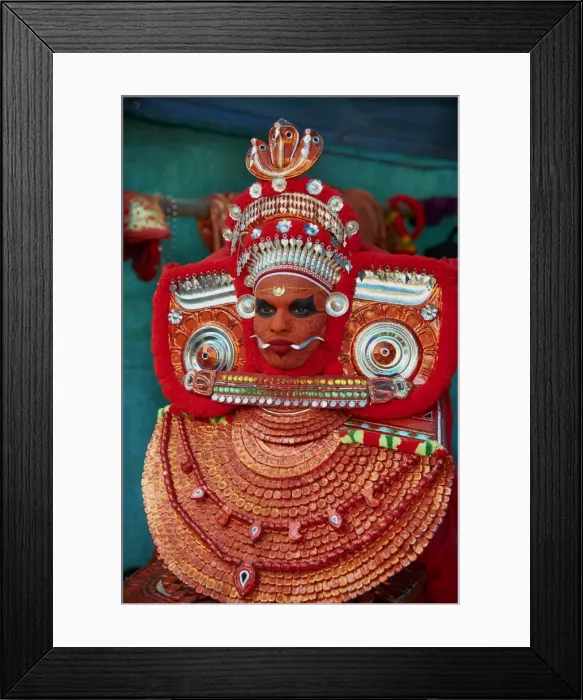 Framed Print : Man in costume representing a god at the Teyyam ceremony, near Kannur, Kerala, India, Asia Framed Print : Man in costume representing a god at the Teyyam ceremony, near Kannur, Kerala, India, Asia