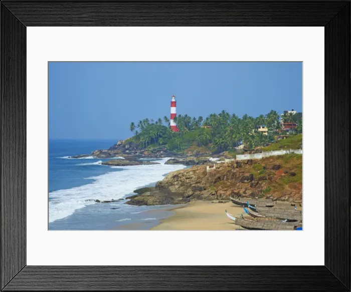Framed Print : Vizhinjam, fishing harbour near Kovalam and Kovalam lighthouse, Kerala, India, Asia Framed Print : Vizhinjam, fishing harbour near Kovalam and Kovalam lighthouse, Kerala, India, Asia