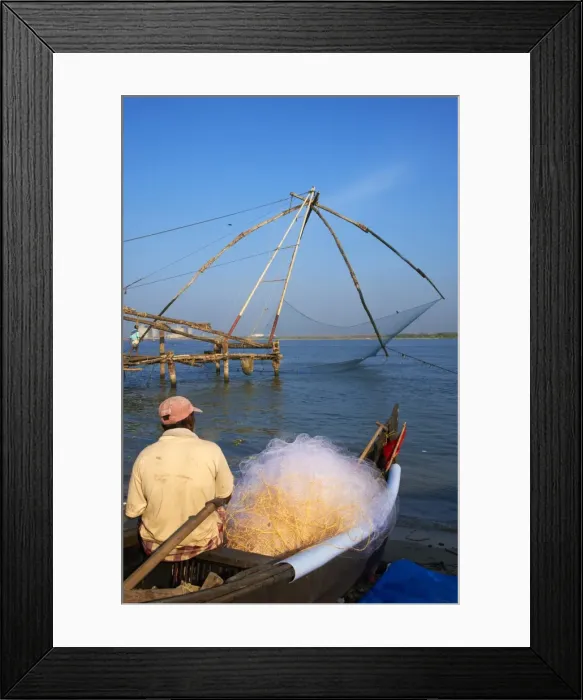 Framed Print : Chinese fishing nets, Cochin, Kerala, India, Asia