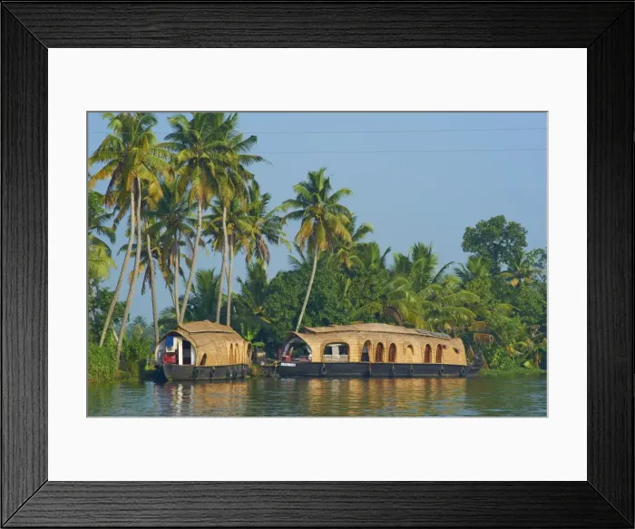 Framed Print : Houseboat for tourists on the backwaters, Allepey, Kerala, India, Asia Framed Print : Houseboat for tourists on the backwaters, Allepey, Kerala, India, Asia