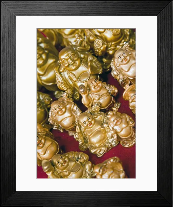 Framed Print : Mini Buddha figures for sale in a shop in Mumbai, India, Asia Framed Print : Mini Buddha figures for sale in a shop in Mumbai, India, Asia