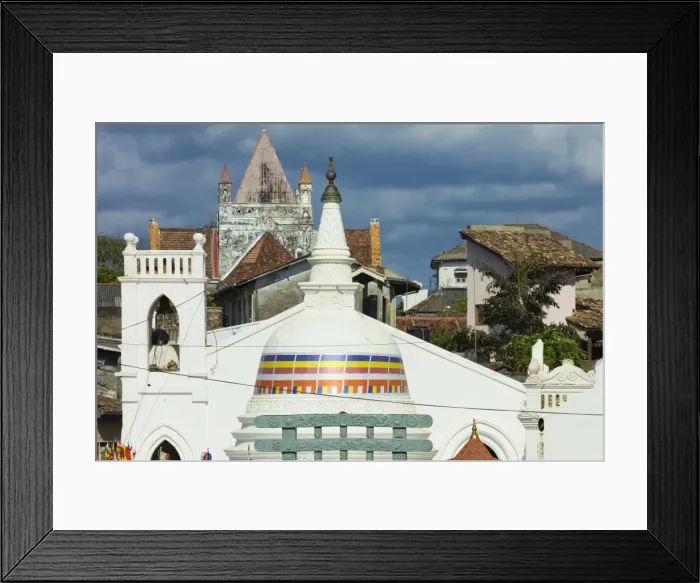 Framed Print : Shri Sudarmalaya Buddhist Temple and All Saints Anglican Church inside the old colonial Dutch Fort, UNESCO World Heritage Site, Galle, Sri Lanka, Asia Framed Print : Shri Sudarmalaya Buddhist Temple and All Saints Anglican Church inside the old colonial Dutch Fort, UNESCO World Heritage Site, Galle, Sri Lanka, Asia