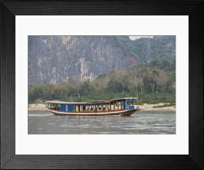 Framed Print : River boat on the Mekong River, Luang Prabang, Laos, Indochina, Southeast Asia, Asia Framed Print : River boat on the Mekong River, Luang Prabang, Laos, Indochina, Southeast Asia, Asia