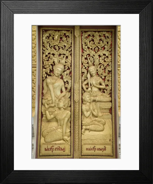 Framed Print : Decorative door, Wat Hai Sok, Vientiane, Laos, Indochina, Southeast Asia, Asia Framed Print : Decorative door, Wat Hai Sok, Vientiane, Laos, Indochina, Southeast Asia, Asia