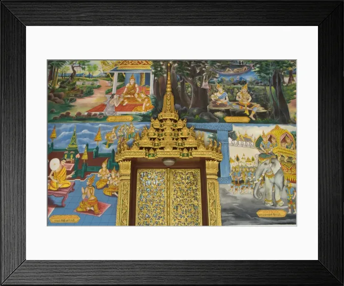 Framed Print : Decorative door and wall paintings, Wat Impeng, Vientiane, Laos, Indochina, Southeast Asia, Asia Framed Print : Decorative door and wall paintings, Wat Impeng, Vientiane, Laos, Indochina, Southeast Asia, Asia