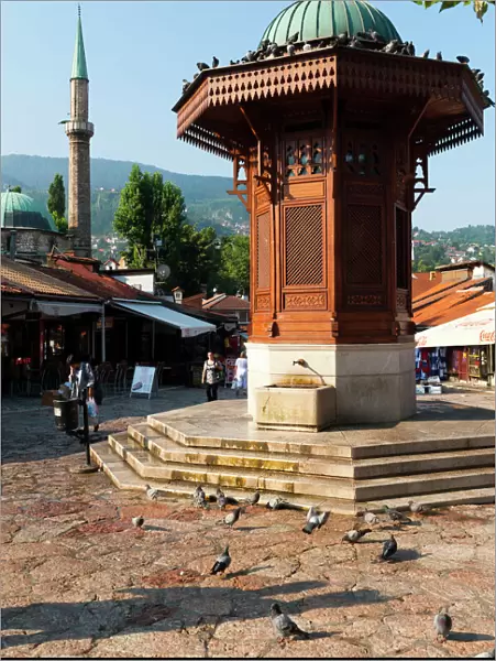 Sebilj fountain in Pigeon Square, Sarajevo, Bosnia and Herzegovina, Europe