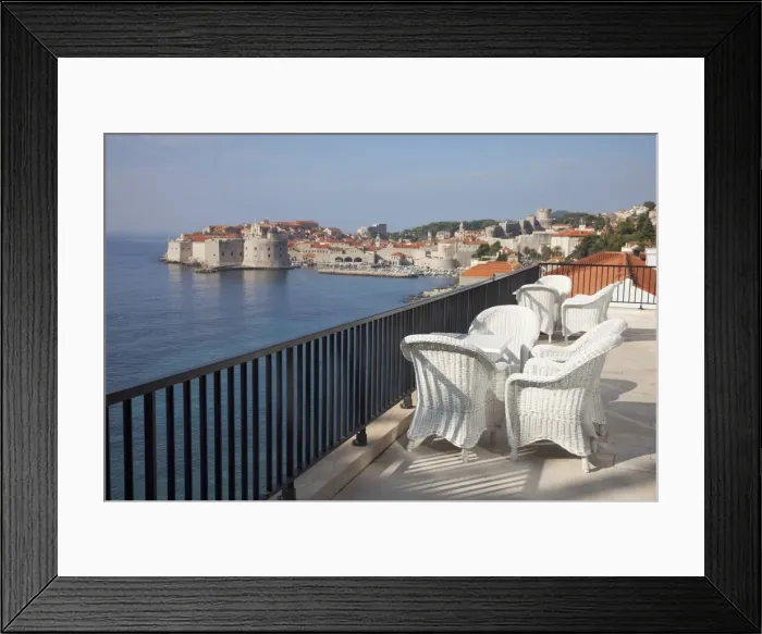Framed Print : Terrace of Excelsior Hotel with Dubrovnik Old Town in the distance, Dubrovnik, Croatia, Europe Framed Print : Terrace of Excelsior Hotel with Dubrovnik Old Town in the distance, Dubrovnik, Croatia, Europe
