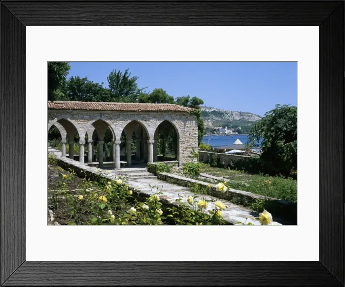 Framed Print : The Rose Garden and folly, The Palace of Queen Marie, Balchik, Black Sea coast, Bulgaria, Europe