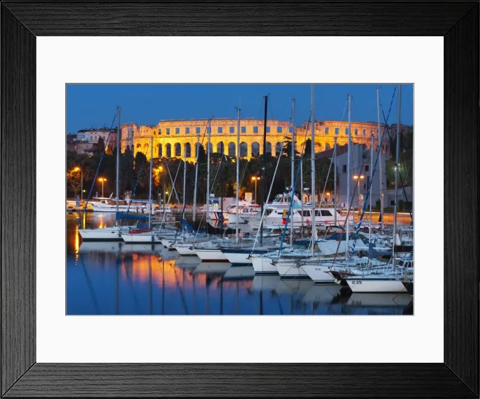 Framed Print : Dusk over marina and the Roman Amphitheatre, Pula, Istria, Croatia, Adriatic, Europe Framed Print : Dusk over marina and the Roman Amphitheatre, Pula, Istria, Croatia, Adriatic, Europe