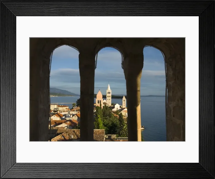Framed Print : View over old town, Rab Town, Rab Island, Kvarner Gulf, Croatia, Adriatic, Europe Framed Print : View over old town, Rab Town, Rab Island, Kvarner Gulf, Croatia, Adriatic, Europe
