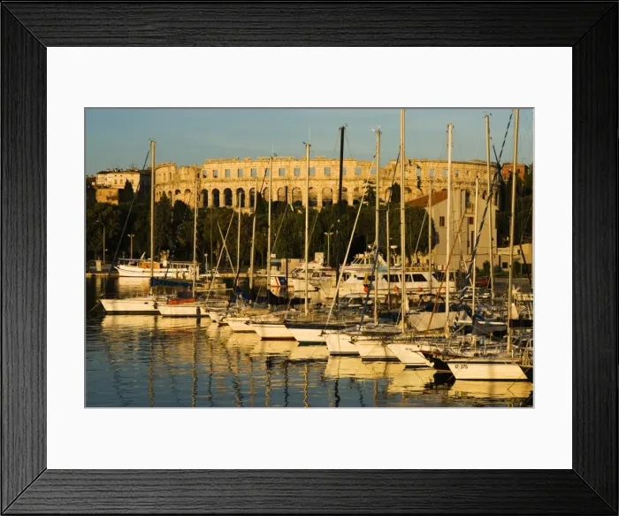 Framed Print : Sunset over marina to the Roman Amphitheatre, Pula, Istria, Croatia, Adriatic, Europe Framed Print : Sunset over marina to the Roman Amphitheatre, Pula, Istria, Croatia, Adriatic, Europe