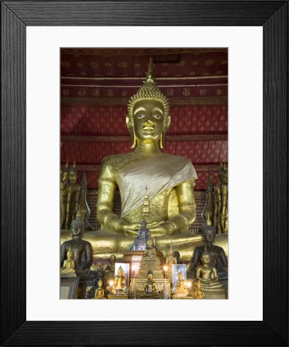 Framed Print : Sitting Buddha, Wat Mai Complex, Luang Prabang, Laos, Indochina, Southeast Asia, Asia Framed Print : Sitting Buddha, Wat Mai Complex, Luang Prabang, Laos, Indochina, Southeast Asia, Asia
