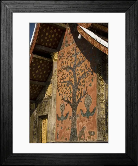 Framed Print : Flame tree mosaic on back wall, main temple, Wat Xieng Thong, UNESCO World Heritage Site, Luang Prabang, Laos, Indochina, Southeast Asia, Asia Framed Print : Flame tree mosaic on back wall, main temple, Wat Xieng Thong, UNESCO World Heritage Site, Luang Prabang, Laos, Indochina, Southeast Asia, Asia