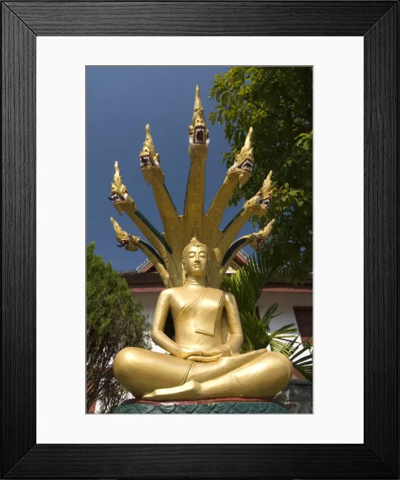 Framed Print : Sitting Buddha with naga heads, Wat Mai Complex, Luang Prabang, Laos, Indochina, Southeast Asia, Asia Framed Print : Sitting Buddha with naga heads, Wat Mai Complex, Luang Prabang, Laos, Indochina, Southeast Asia, Asia