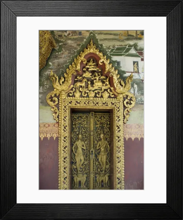 Framed Print : Temple door with murals, Wat Paphaimsaiyaram, Luang Prabang, Laos, Indochina, Southeast Asia, Asia Framed Print : Temple door with murals, Wat Paphaimsaiyaram, Luang Prabang, Laos, Indochina, Southeast Asia, Asia